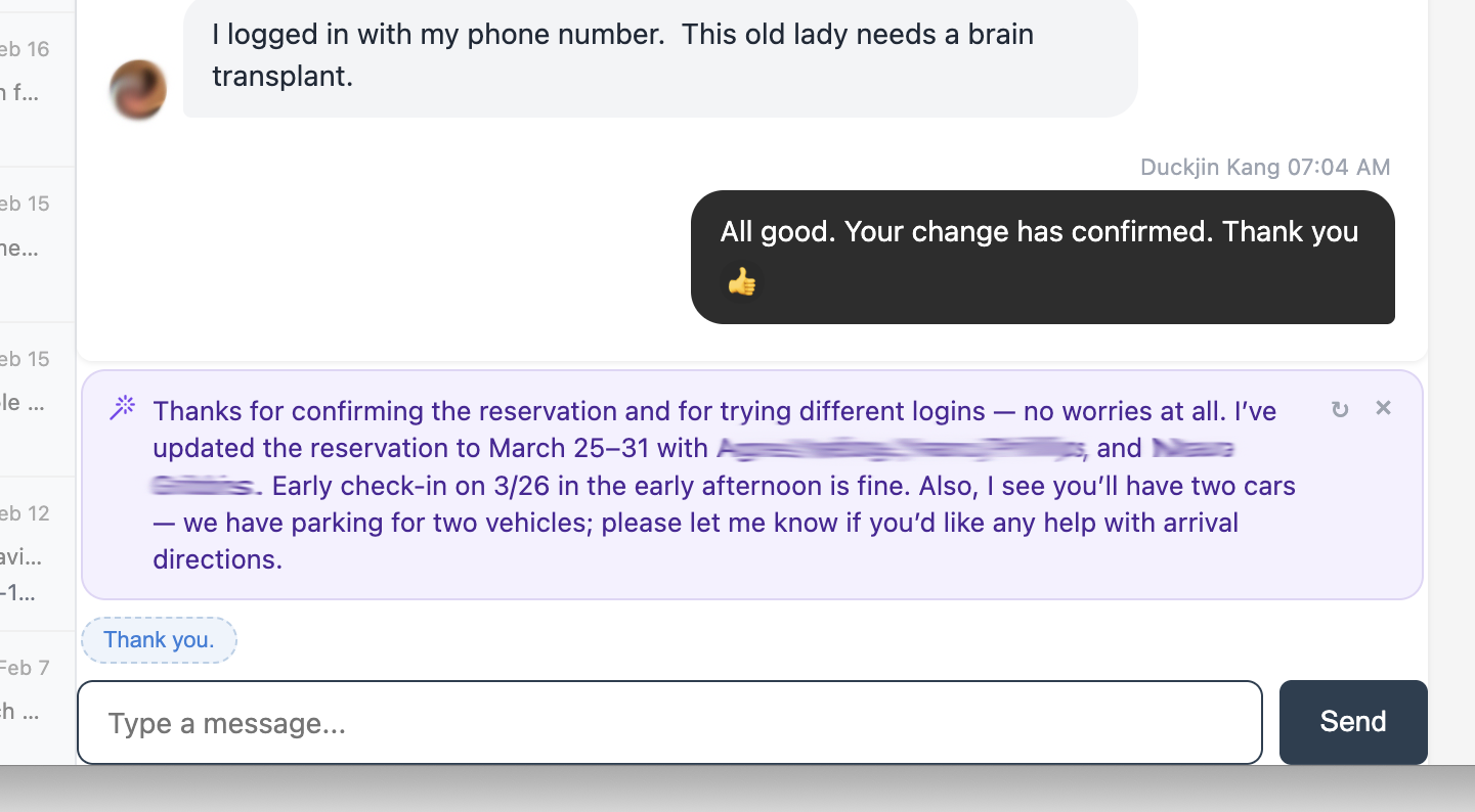AI guest response suggestions