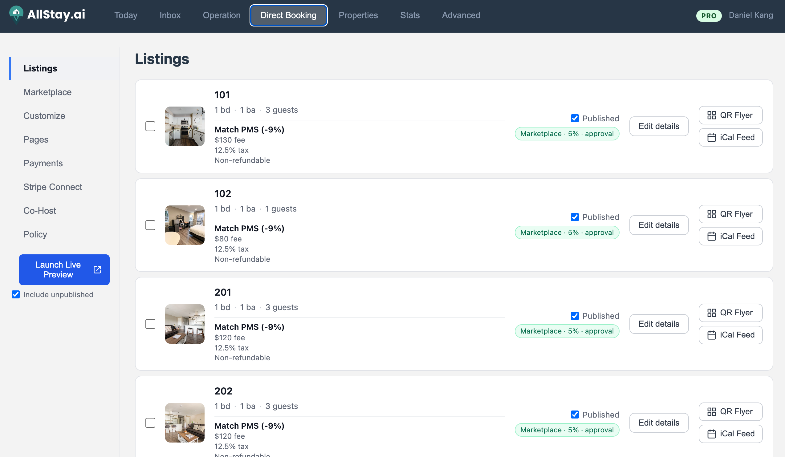 Update listing details and set up custom pricing